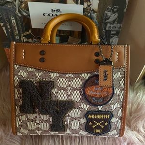 Coach rogue 20 varsity patch satchel crossbody bag